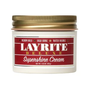 Die Layrite Supershine Cream ist eine hochglänzende Styling-Creme, die entwickelt wurde, um dem Haar einen glänzenden Look zu verleihen.