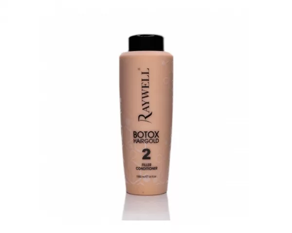 Der Raywell Conditioner Boto Hairgold 2 enthält Inhaltsstoffe, die Feuchtigkeit spenden, das Haar glätten und es leichter kämmbar machen.