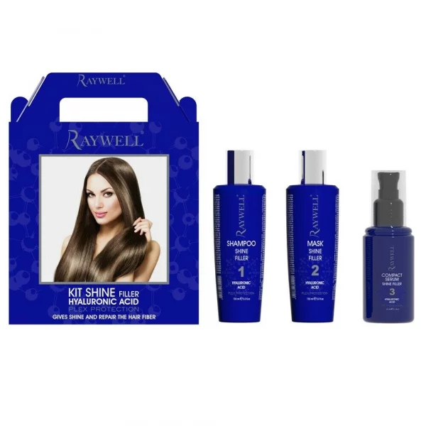 Die Raywell Kit Shine Filler, mit Plex Protection, von italienischer Marke Raywell, um dem Haar Glanz zu verleihen und es aufzufüllen.